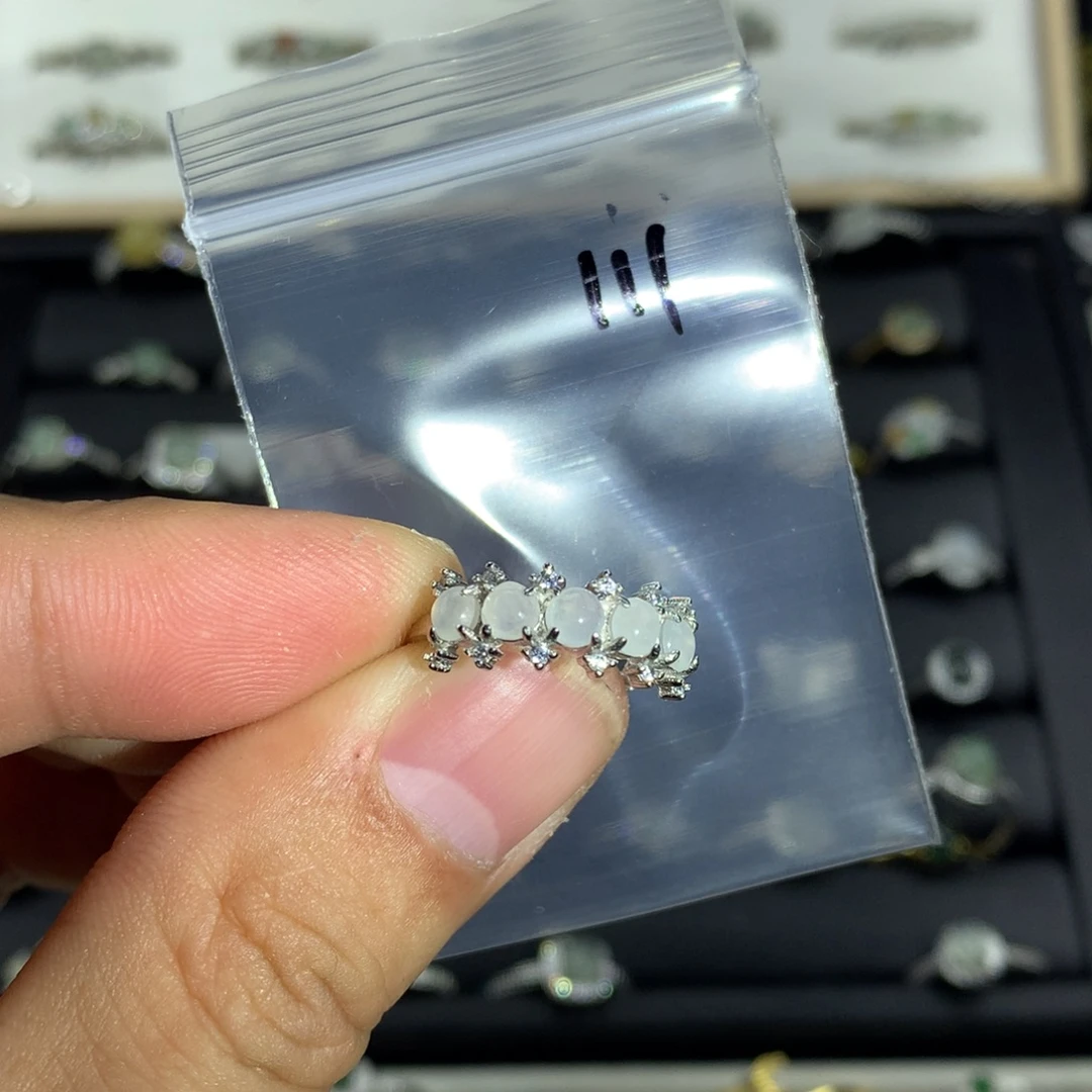 翡翠银S925镀金镶嵌戒指111