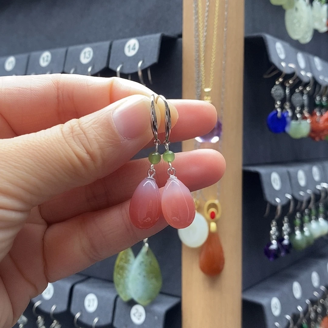 玛瑙/玉髓银S925镶嵌耳坠