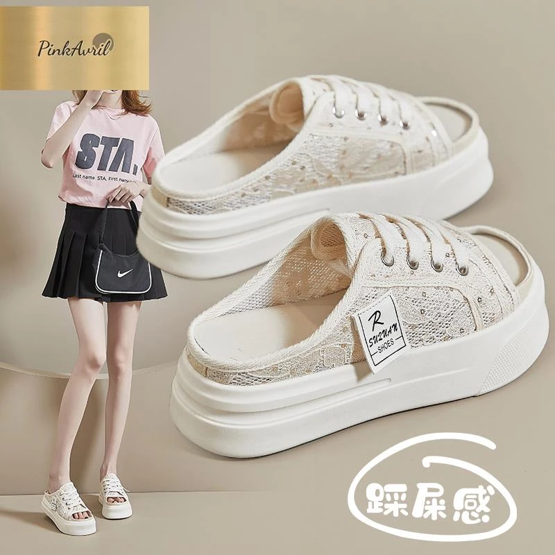 PinkAvril拖鞋女拖鞋新款凉半34平底小码夏季2025年鱼嘴时尚超软