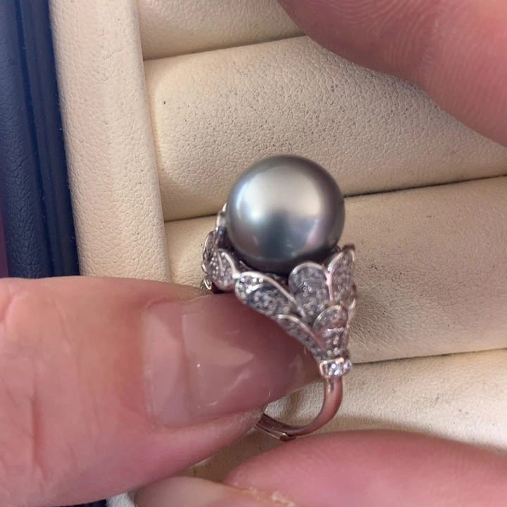银S925镶嵌戒指海水珍珠