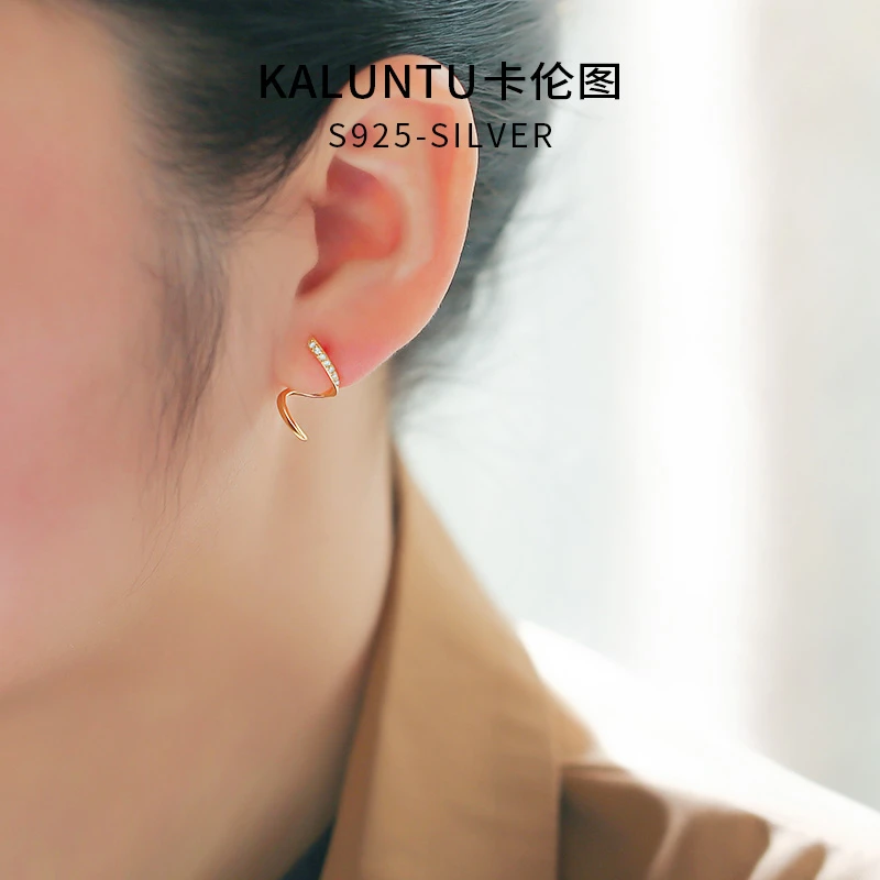 925银耳饰 纯银耳钉女金色小众养耳洞耳环轻奢气质银饰2025新款