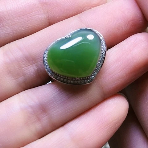 和田玉银S925镶嵌戒指