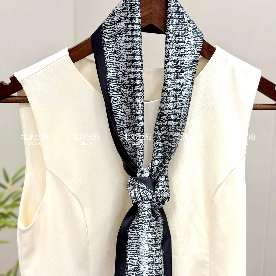 【小香灰领巾】飘带长巾经典时尚气质搭配优雅小领巾夏季双面