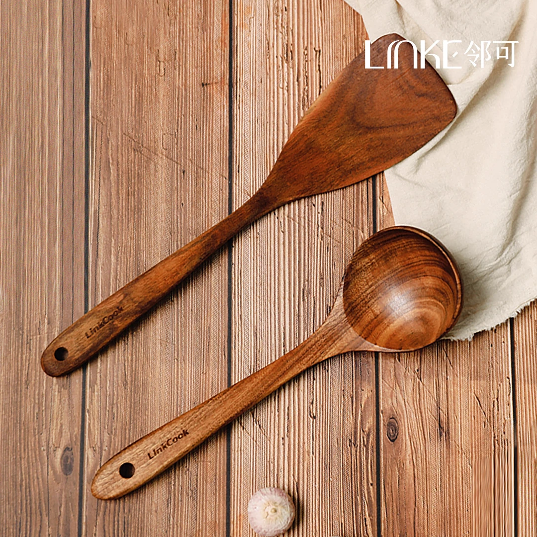 LINKE邻可 · 日式相思木锅铲汤勺 长柄原木不粘锅木铲木勺盛汤勺