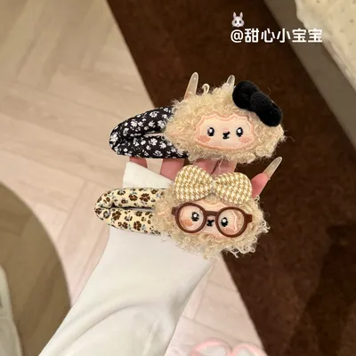 蝴蝶结眼镜小羊大号卡通鸭嘴bb发夹秋冬新款可爱少女头饰刘海盘