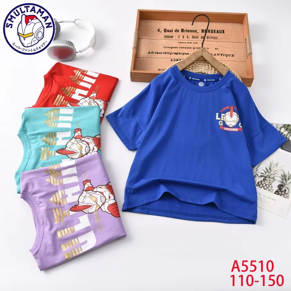 奥特曼短袖  烫金印花落肩袖设计冰瓷棉面料 尺码110-150男童