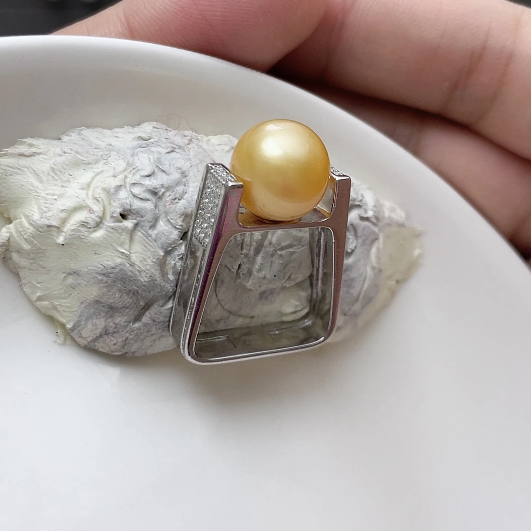 海水珍珠戒圈银S925镶嵌