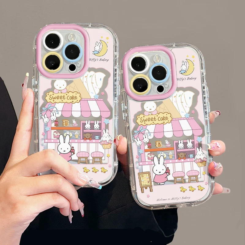 米菲兔冰淇淋适用苹果17pro手机壳16promax镜面华为p80奶油小米15