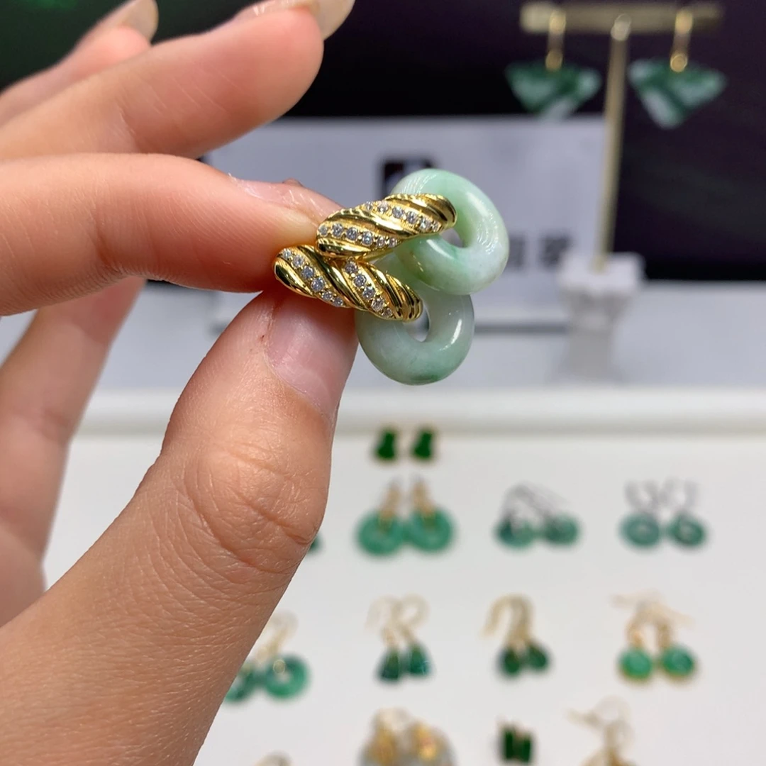 翡翠银S925镶嵌耳饰耳饰