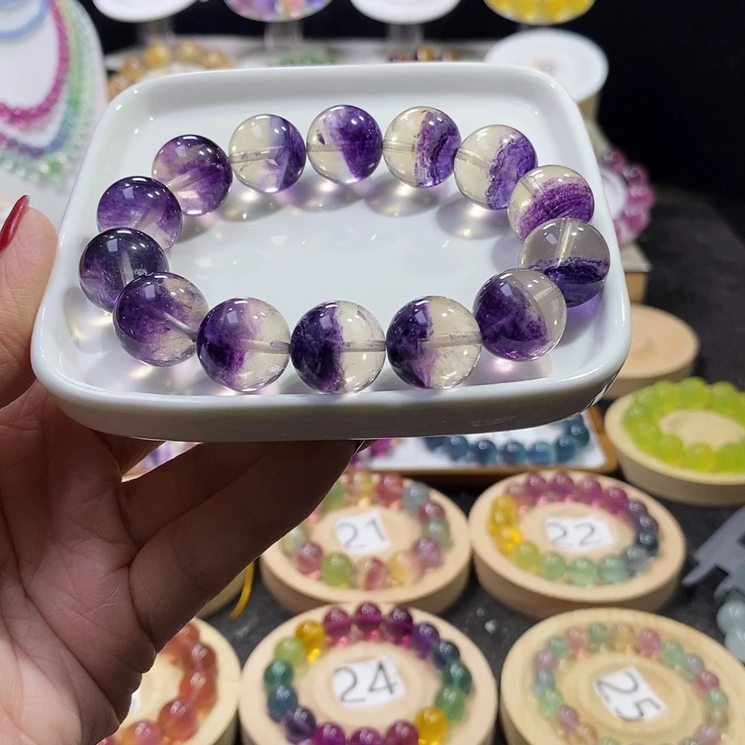 萤石手链未镶嵌16m紫半盆