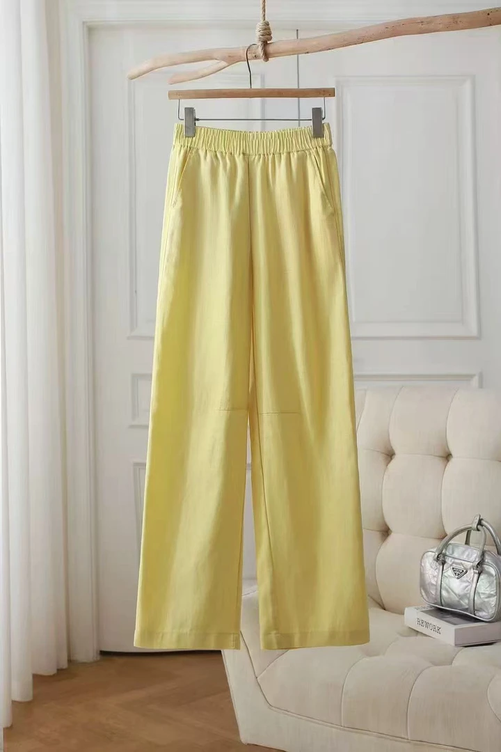 (3031）高端天丝亚麻直简裤女2025夏季薄款麻料垂感宽松休闲裤子