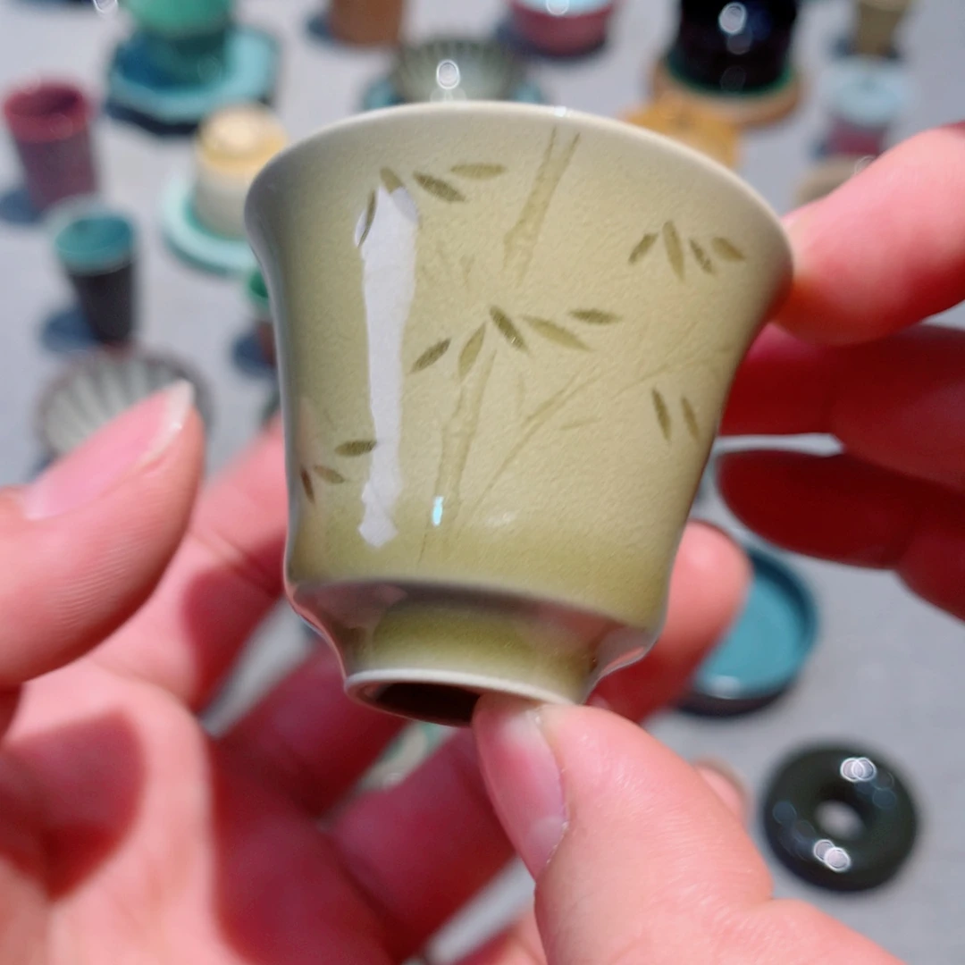 篁***间龙泉青瓷茶具杯子