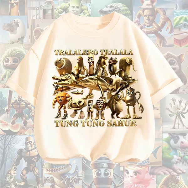 美国山海经通通哥木棍人童装潮牌周边衣服儿童短袖T恤打底衫上衣