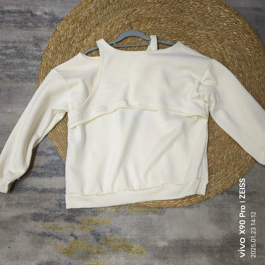 唯琳剪标 7仓F3-2-3153款 米白色交叉吊带卫衣