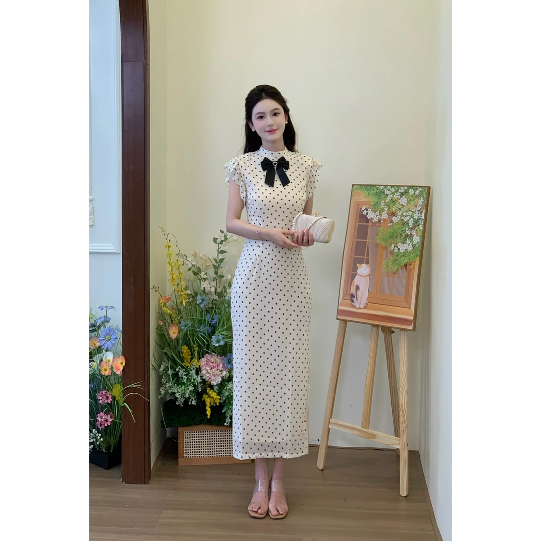【甜心黑巧】LiLi法式复古风显瘦温柔波点连衣裙 XMZH7117