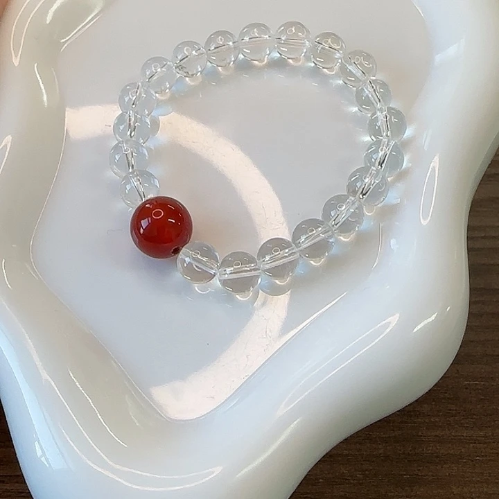 水晶未镶嵌手链白水晶红玛瑙