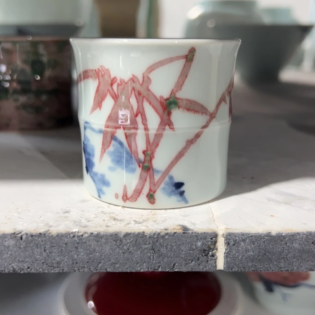天***水青花釉里红色差放漏杯