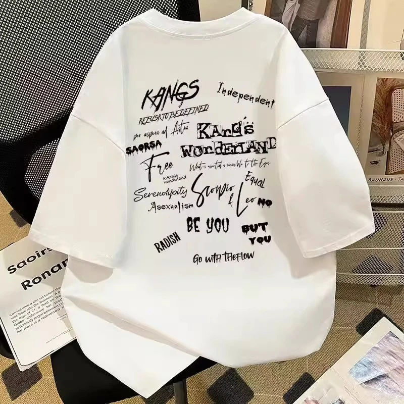 纯棉短袖T恤男重磅印花重磅短袖T恤男女夏季新款纯棉休闲宽松百搭