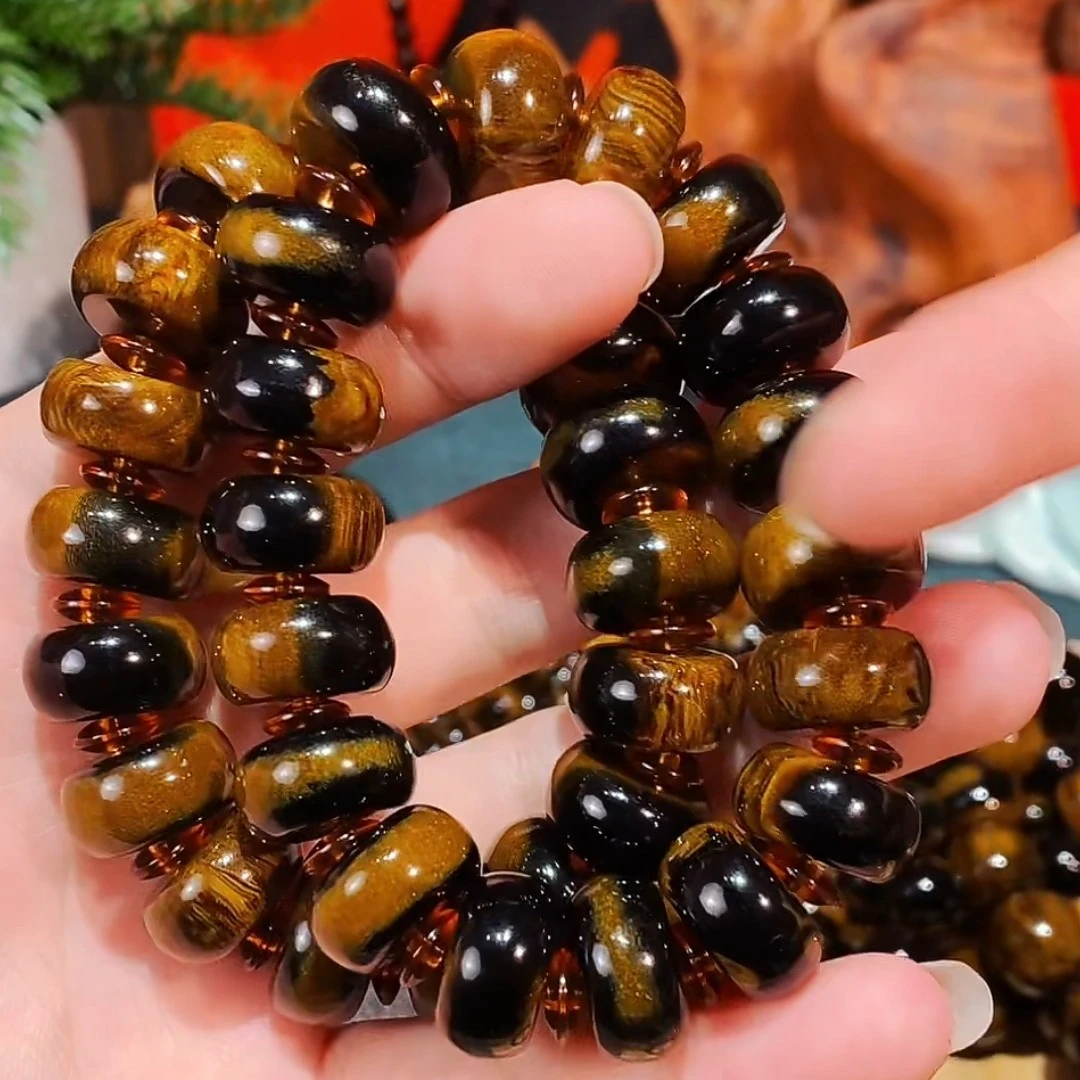 双盘珠视高端老料珊瑚根珀男士女士柳树柳手串送礼款1.7（算盘珠）