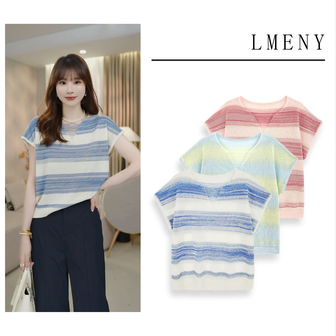 LMENY云水渐~薄款渐变无袖V领显瘦针织衫25BM033