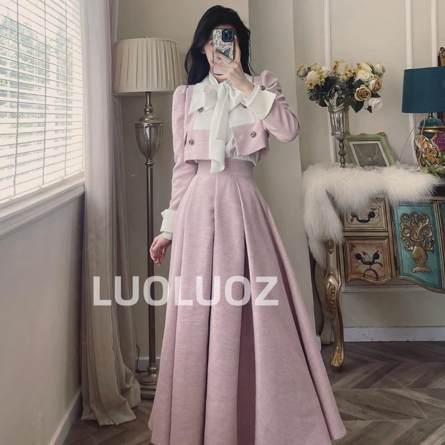 【现货】LUOLUOZ【夏娃女主】 设计感翻领上衣半裙两件套