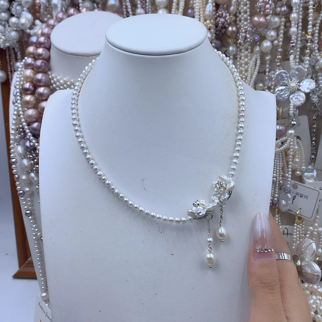 银S925镶嵌项链耳饰淡水珍珠