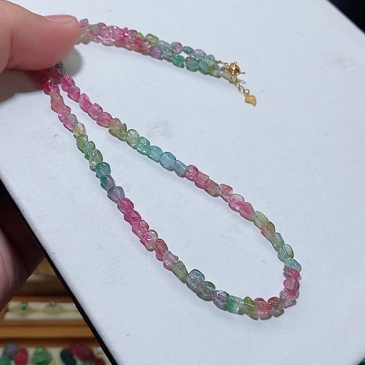 碧玺颈饰银S925镶嵌碧玺项链