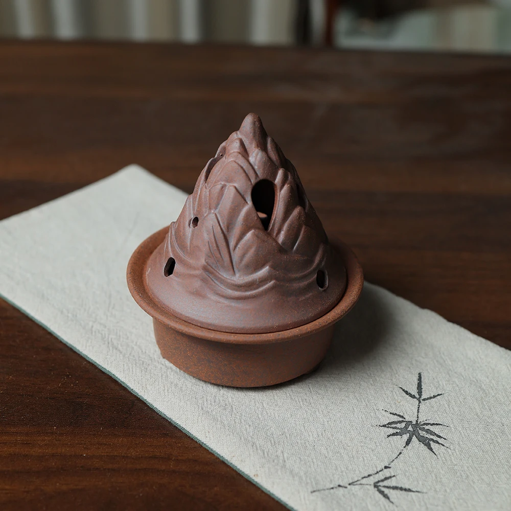 【老岩泥】高山香炉.1307.中式复古原矿无釉裸烧室内熏香炉