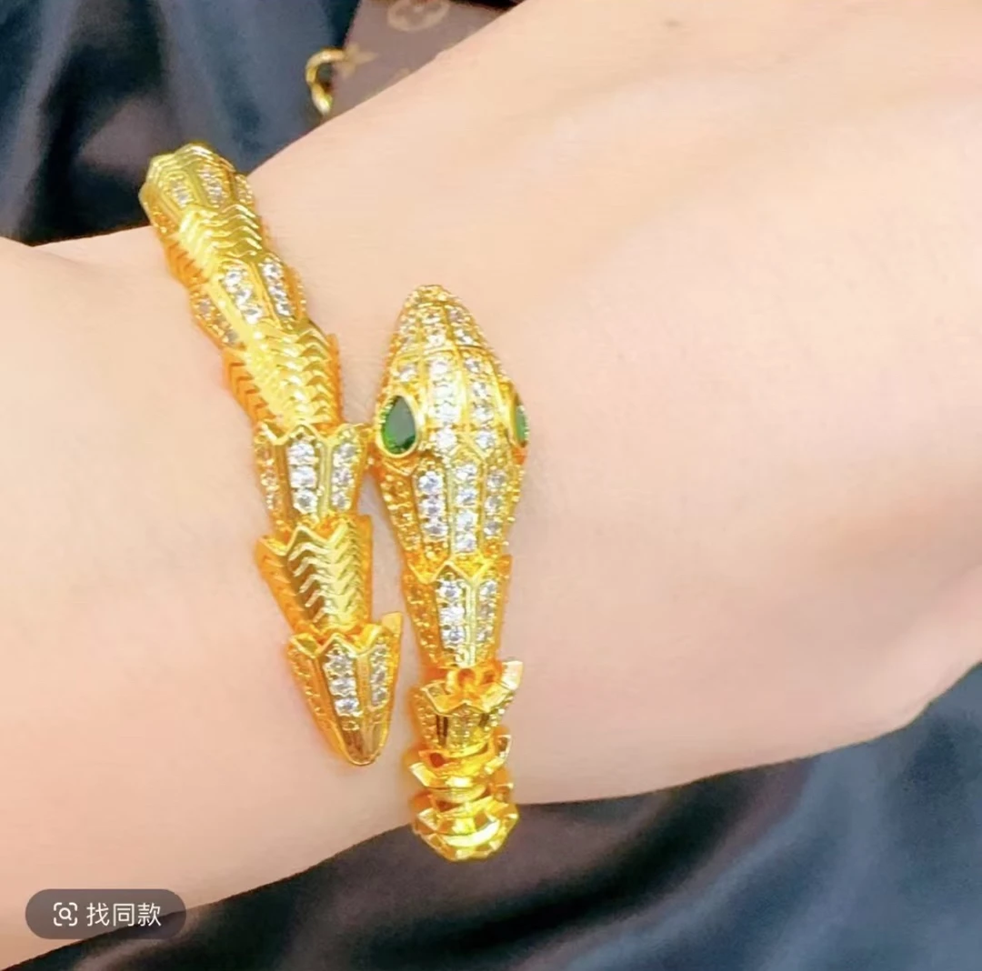 铜合金手链 爆款霸气气质蛇手链时尚百搭首饰金色饰品（一立金沙）