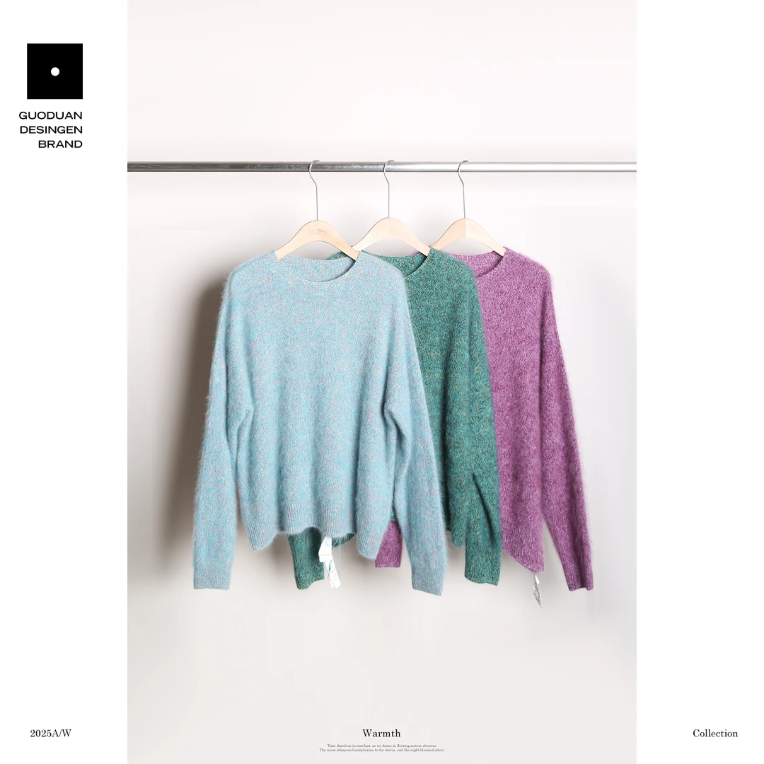 果缎 羊毛拉毛圆领花纱秋冬时尚保暖毛衣  MJM8-9916