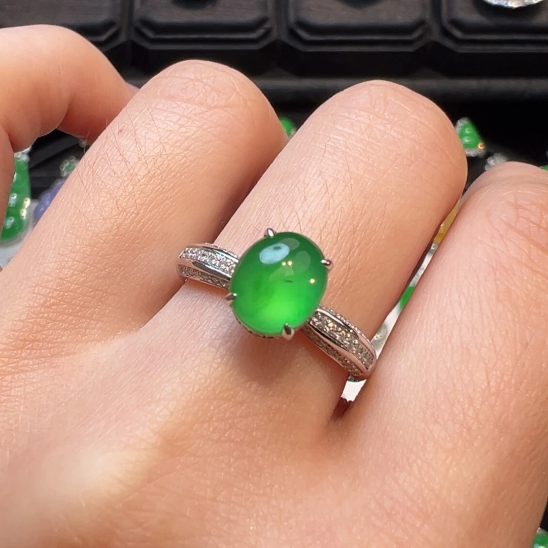 翡翠戒指18K金镶嵌收到货48小时鉴赏期