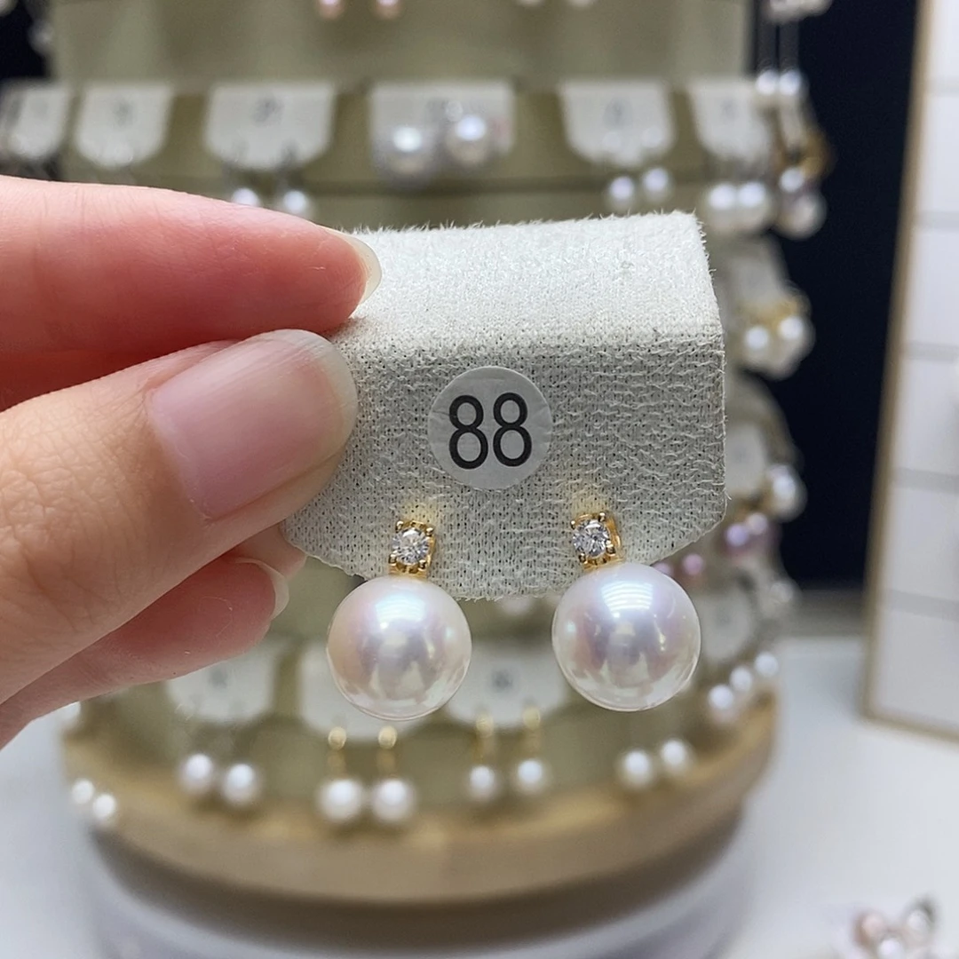 银S925镶嵌淡水珍珠耳饰