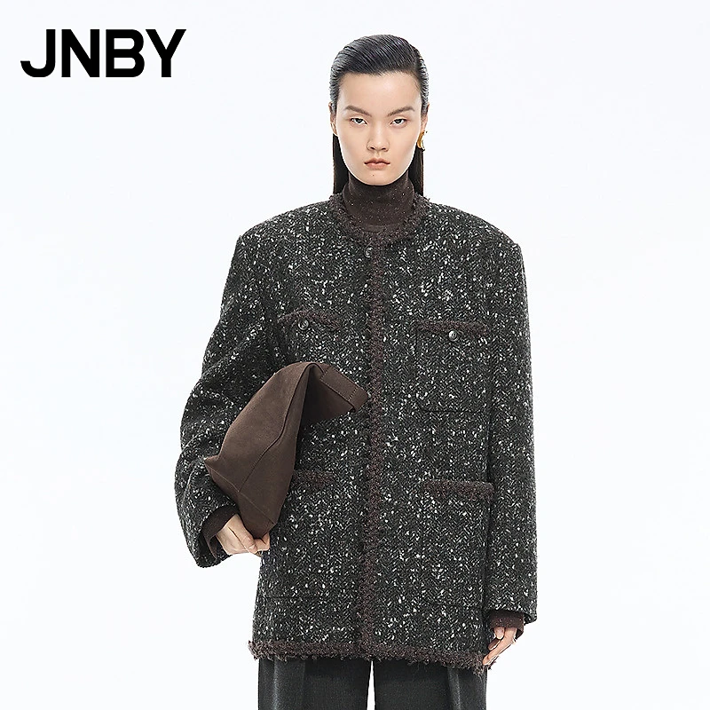【商场同款】JNBY/江南布衣25冬新品呢大衣无领宽松长袖5P0812120