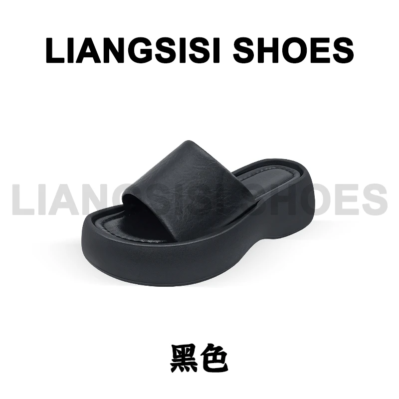P梁思思SHOES夏季新款时尚城市通勤厚底一字拖-2355