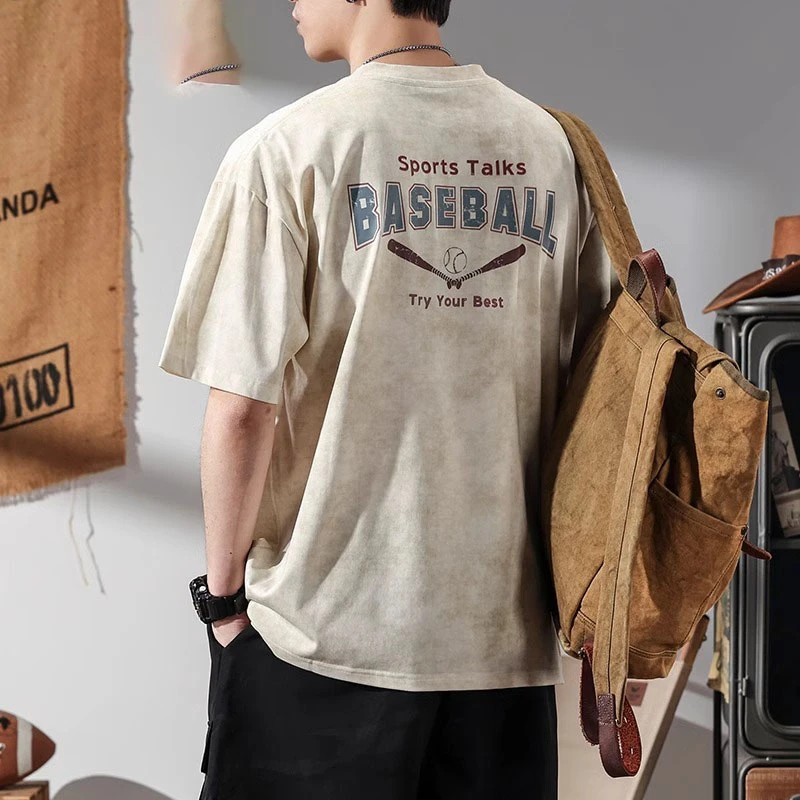 MR.MUDI/穆迪先生美式复古扎染水印潮牌短袖T恤男装衣服夏季凉感