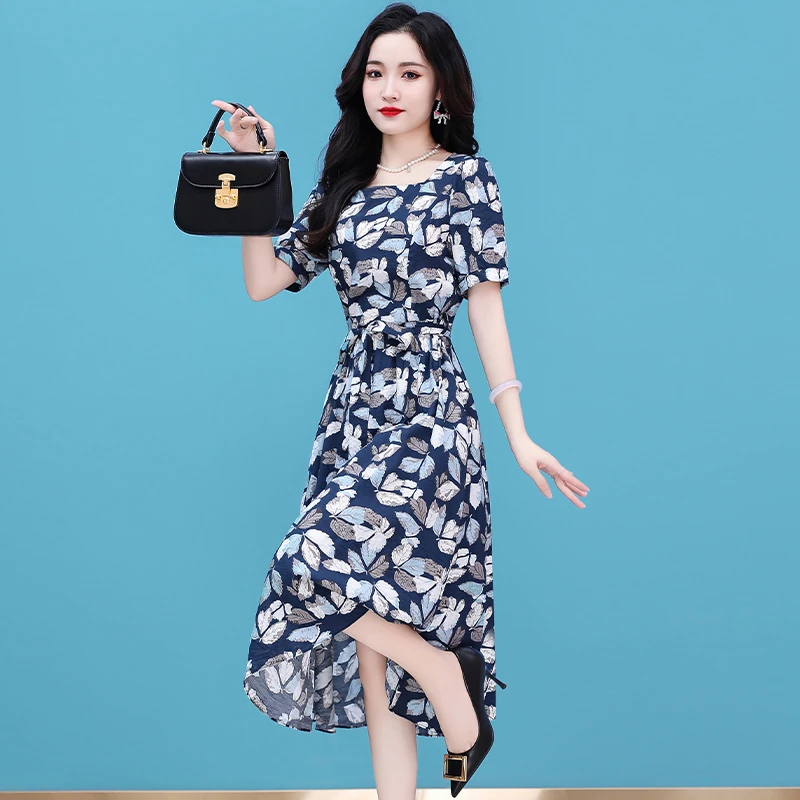【可蓓儿】雪纺连衣裙女夏2025年新款高端气质女神范优雅减龄欧货小