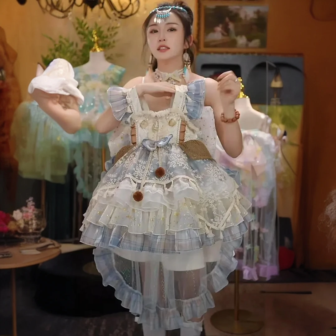 女童2025夏季新款洛丽塔高端定制公主裙女童洛丽塔连衣裙汉服表演