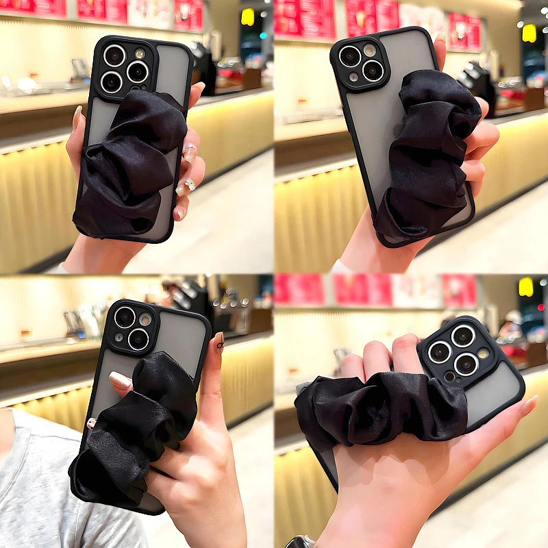 苹果iPhone17/16/15/14/13手机壳16pro丝绸手腕带17p保护套13pm女