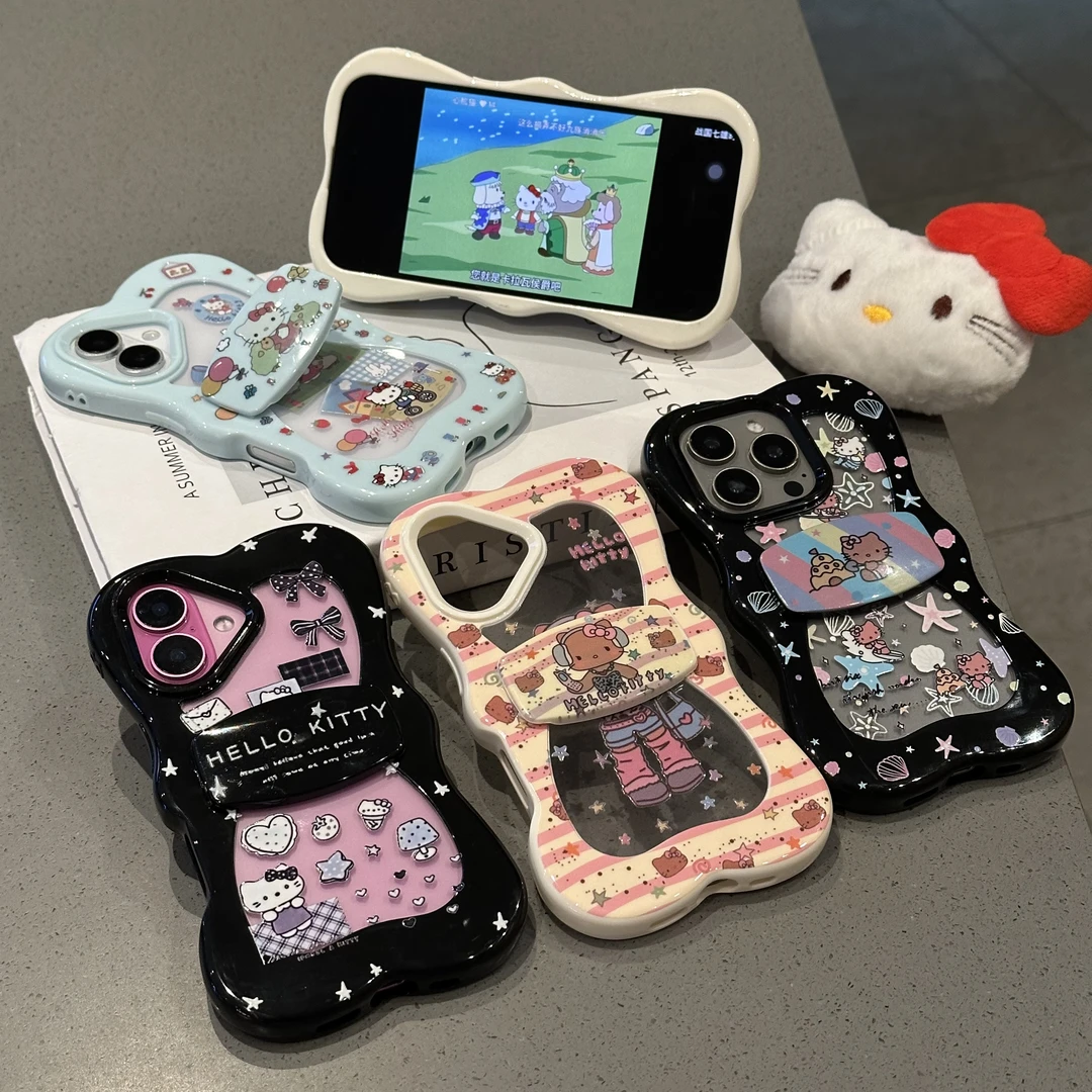 欧克里里趣味kitty适用苹果15/16蝴蝶结支架手机壳14/13/12promax