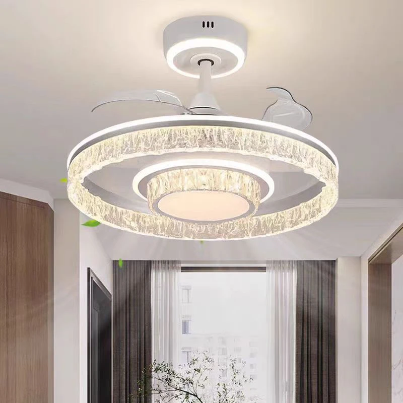 2025新款北欧简约隐形餐厅风扇灯轻奢卧室吊扇灯大风力静音客厅灯