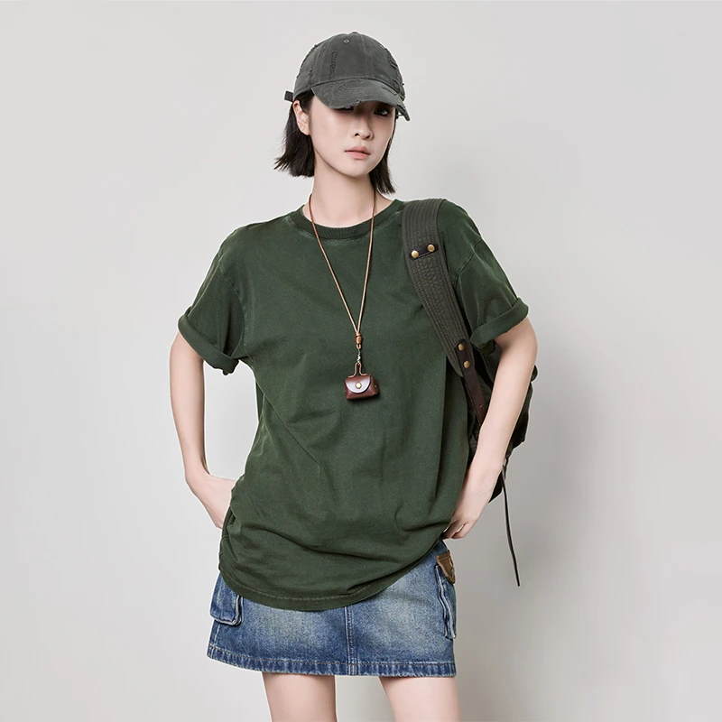 美洋MEIYANG 青苔T恤【商场同款】全棉炒色_圆领宽松男女短袖上衣