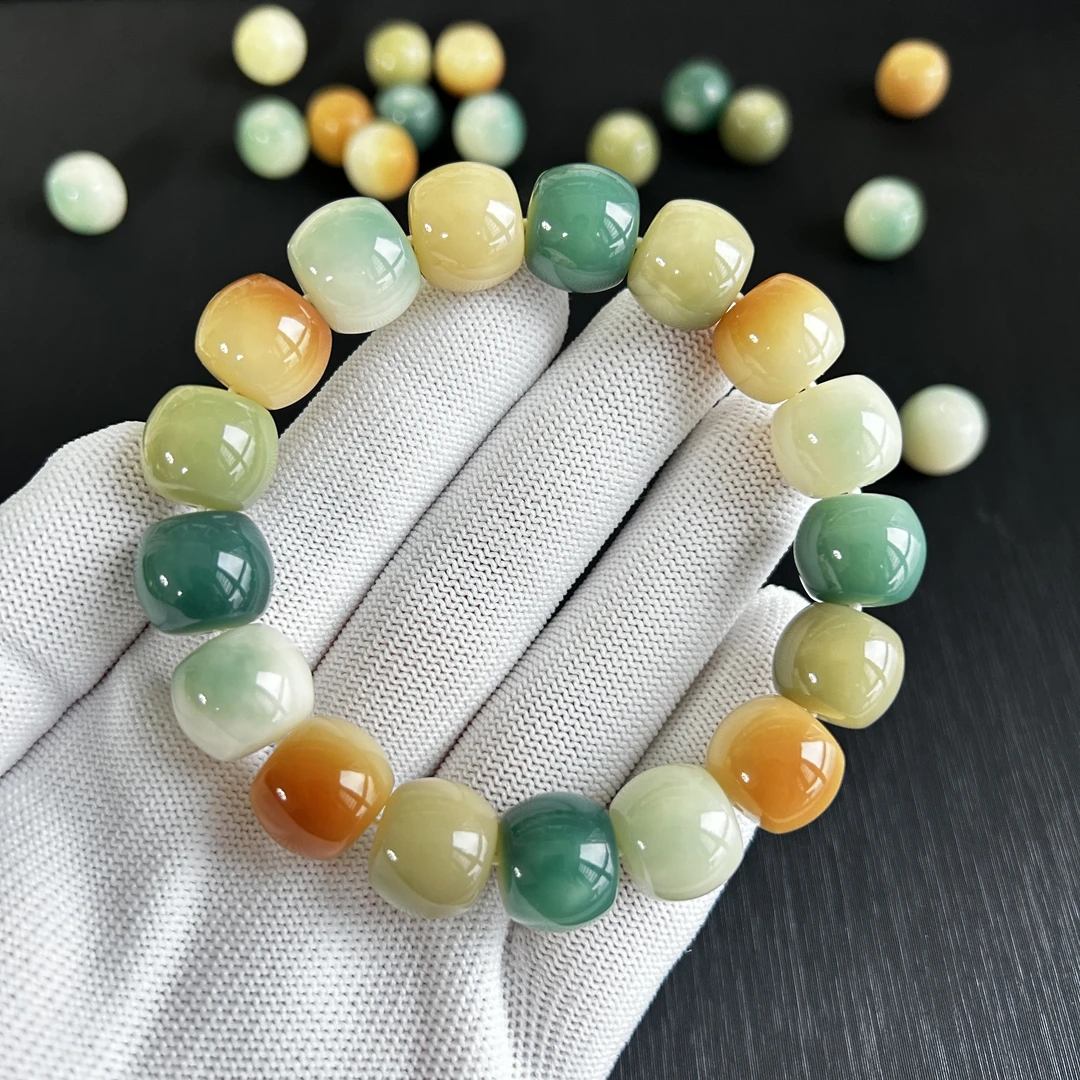 【多宝酒桶】天然菩提根老型桶珠手串多宝色酒桶珠型精工高抛14mm