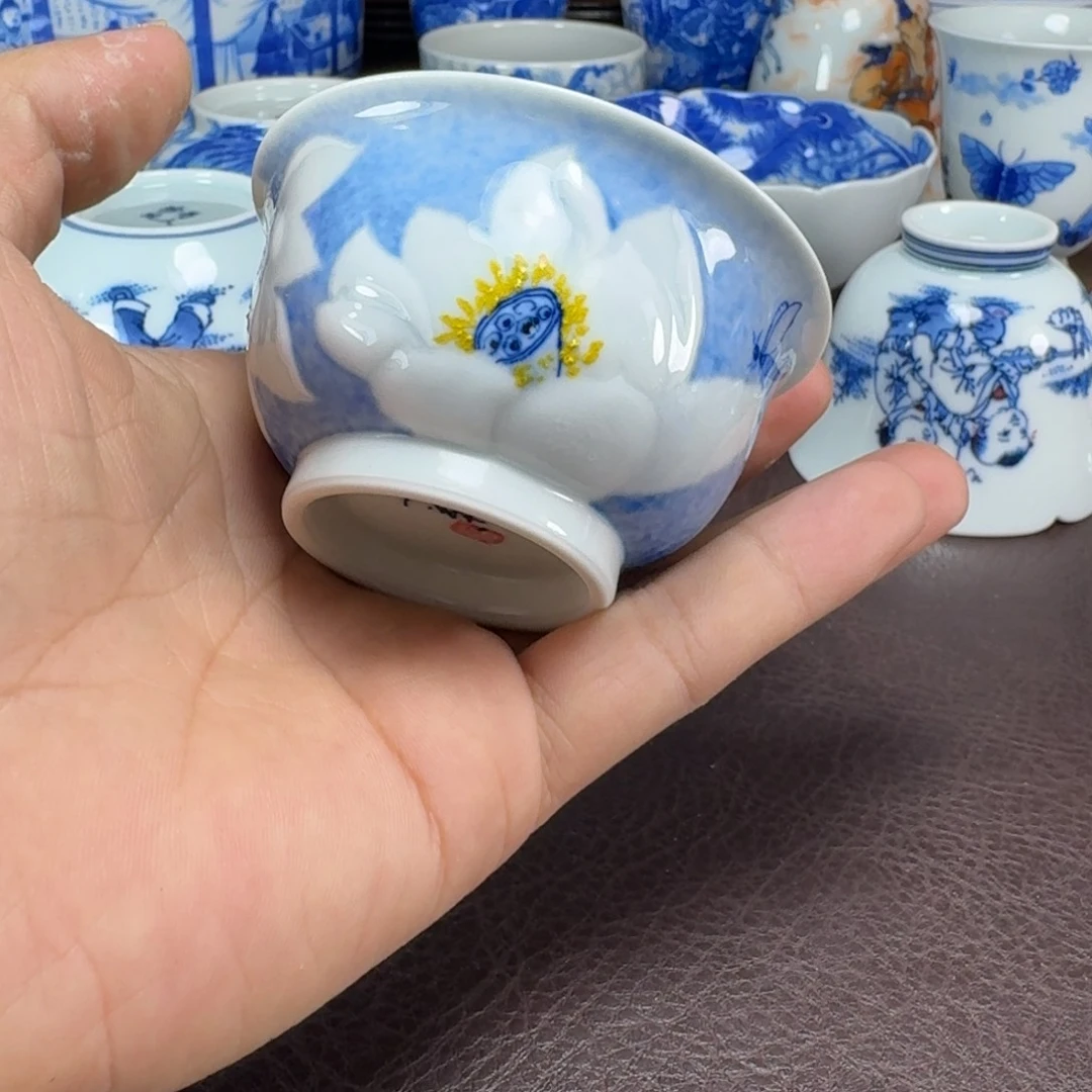 鹰***熊瓷片当代景德镇陶瓷手绘茶具