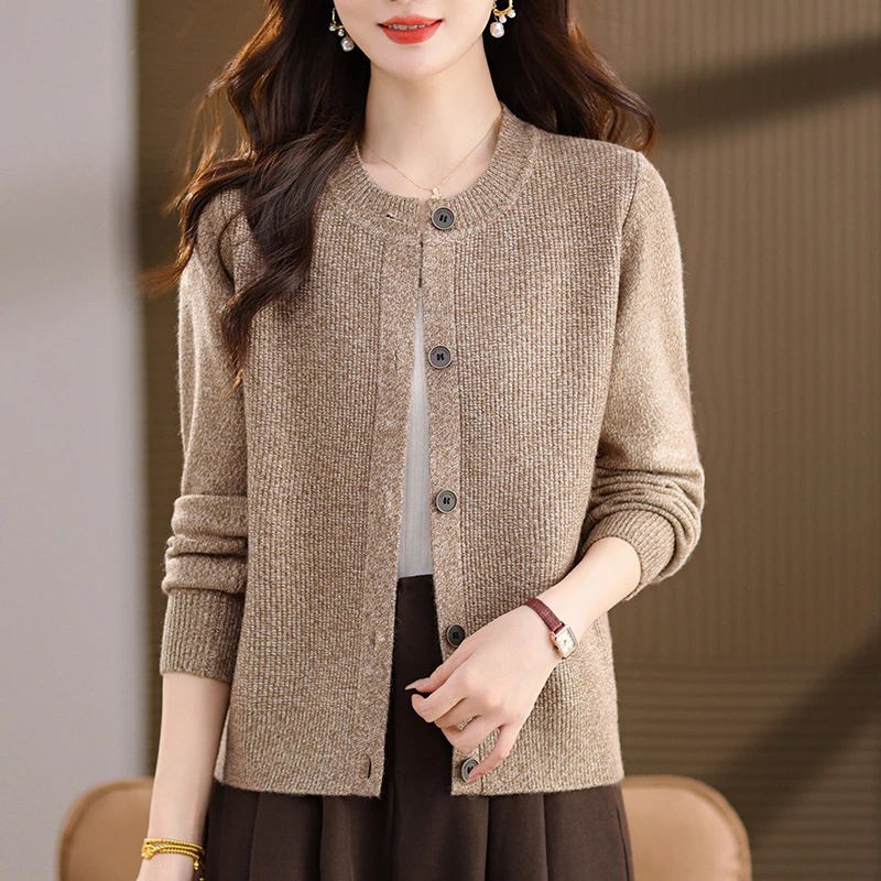 中年妈妈气质开衫毛衣外套女士秋装2025新款外搭针织上衣春秋大码