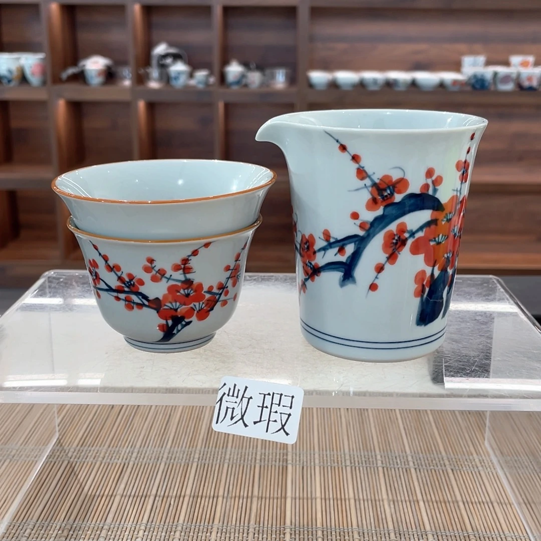 釉下手绘茶具微瑕