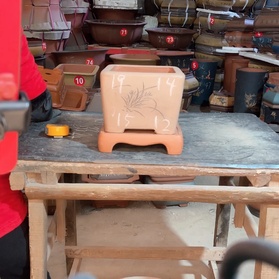 紫砂花盆高四方盆一个