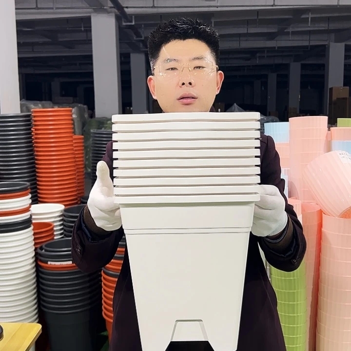 正品方盆口26高29白色3只无托