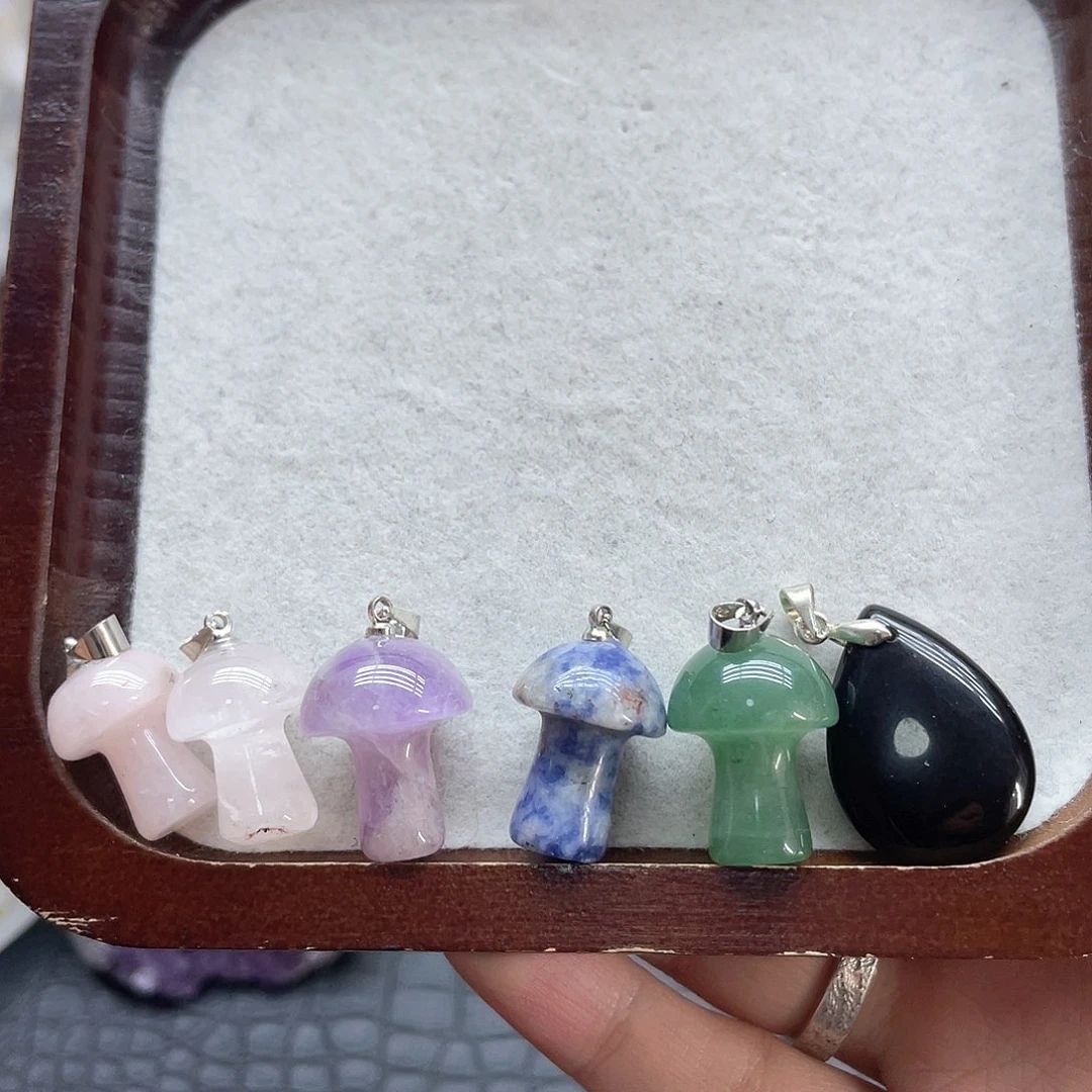 珠宝半成品未镶嵌水晶54粉晶蘑菇