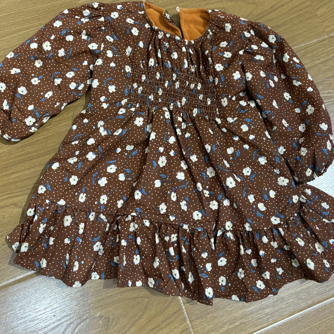 连衣裙加绒印花儿童秋冬
