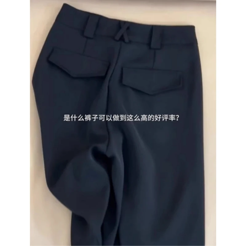 黑色西装微喇叭裤女大码胖mm2025夏季新款高腰显瘦阔腿休闲直筒裤
